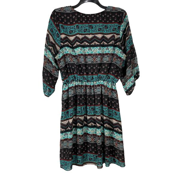 Espresso Women's Plus Size Blue Patterned Boho Peasant Dress - Size 3X - Midi - Picture 6 of 6